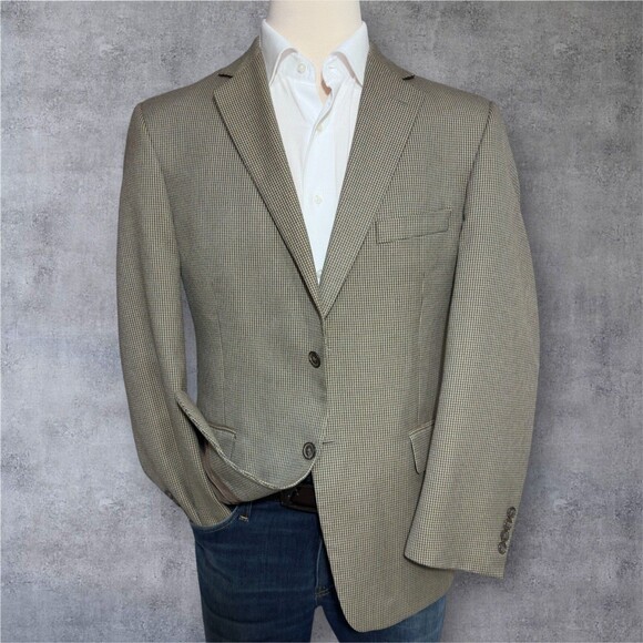 STAFFORD 42R Mens Blazer Sport Coat Tan Brown Classic Fit 2-Button Jacket - Picture 2 of 14